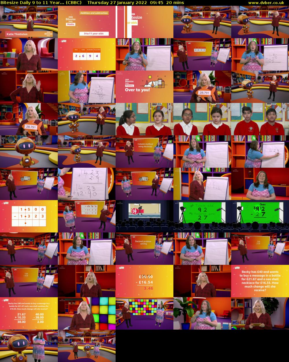 Bitesize Daily 9 to 11 Year... (CBBC) Thursday 27 January 2022 09:45 - 10:05