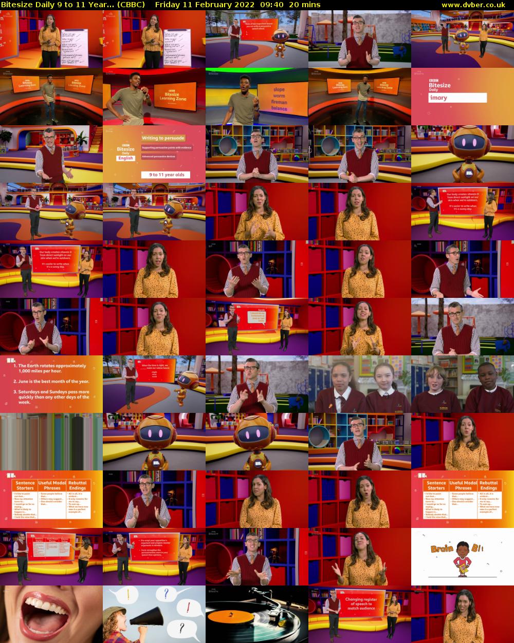 Bitesize Daily 9 to 11 Year... (CBBC) Friday 11 February 2022 09:40 - 10:00
