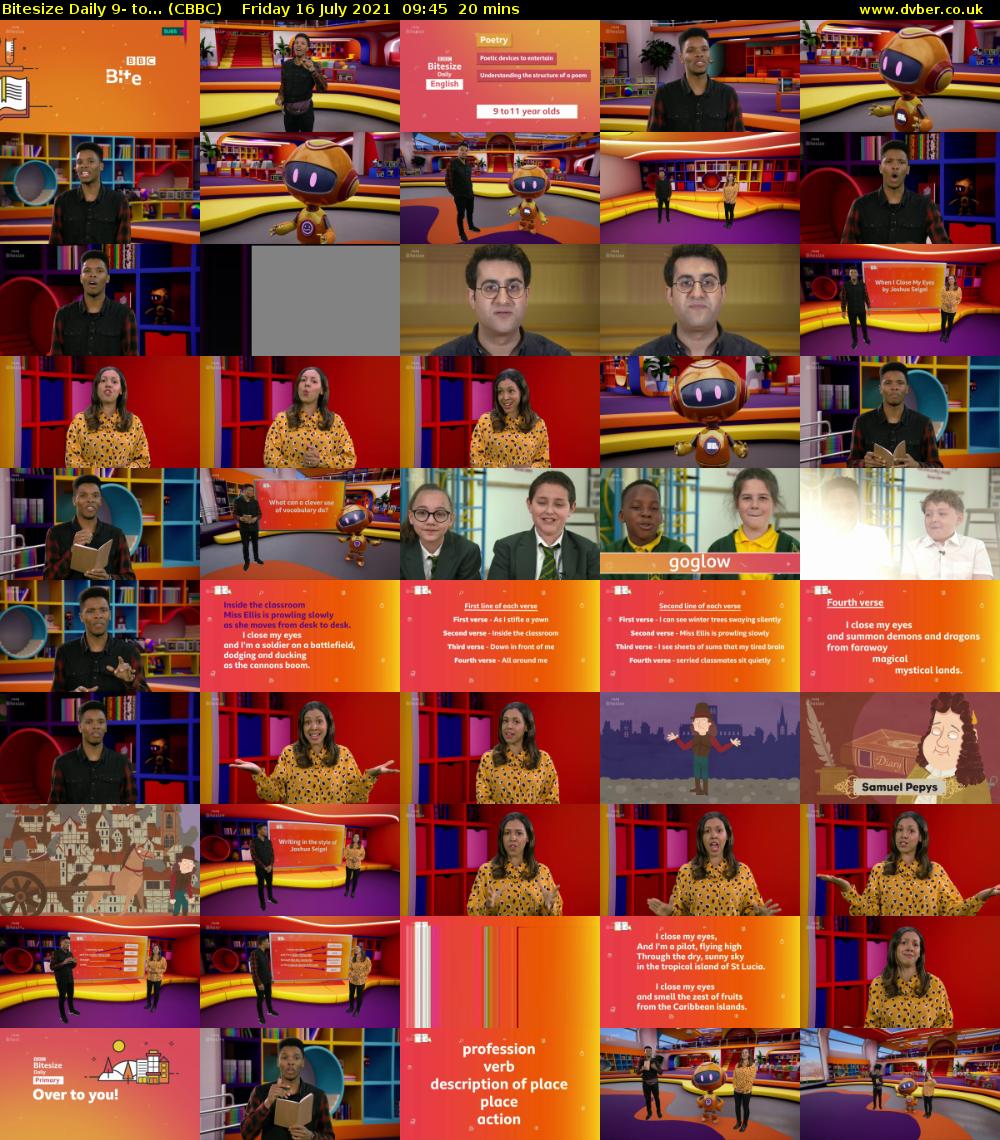 Bitesize Daily 9- to... (CBBC) Friday 16 July 2021 09:45 - 10:05