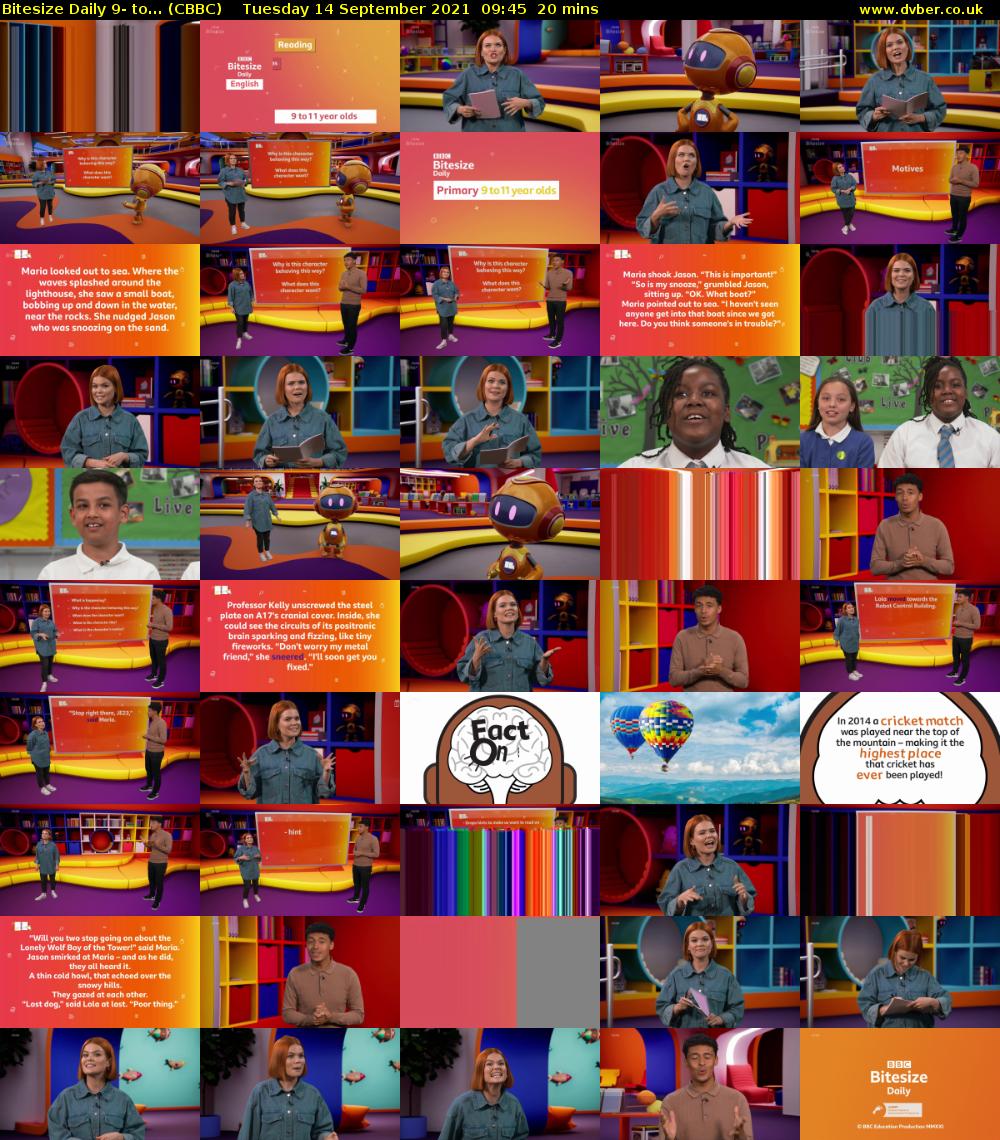 Bitesize Daily 9- to... (CBBC) Tuesday 14 September 2021 09:45 - 10:05