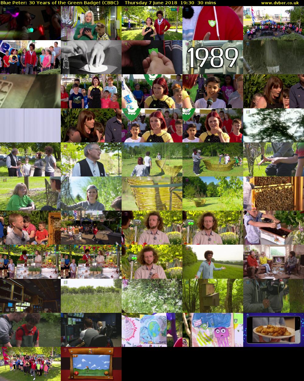 Blue Peter: 30 Years of the Green Badge! (CBBC) Thursday 7 June 2018 19:30 - 20:00