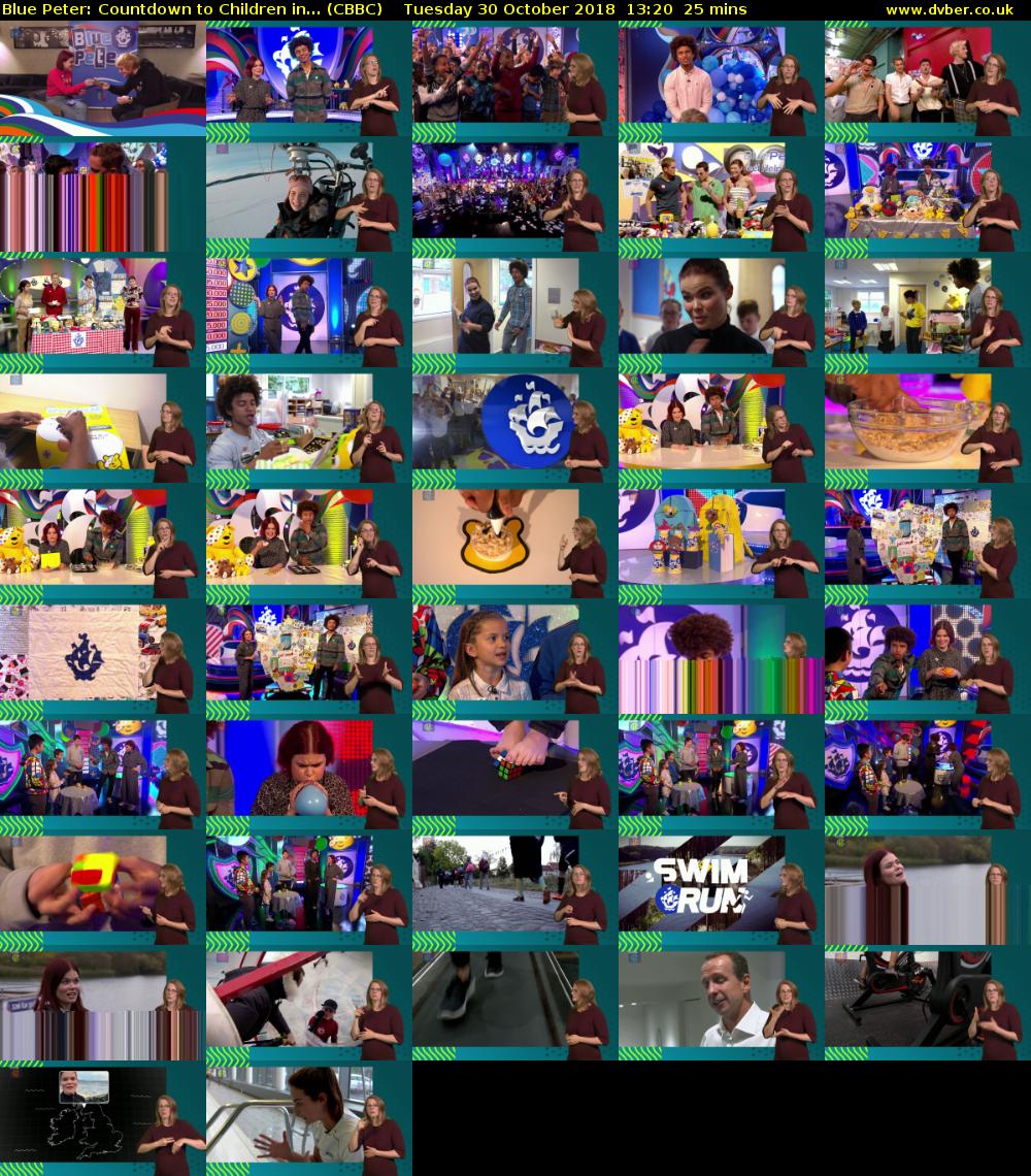 Blue Peter: Countdown to Children in... (CBBC) Tuesday 30 October 2018 13:20 - 13:45