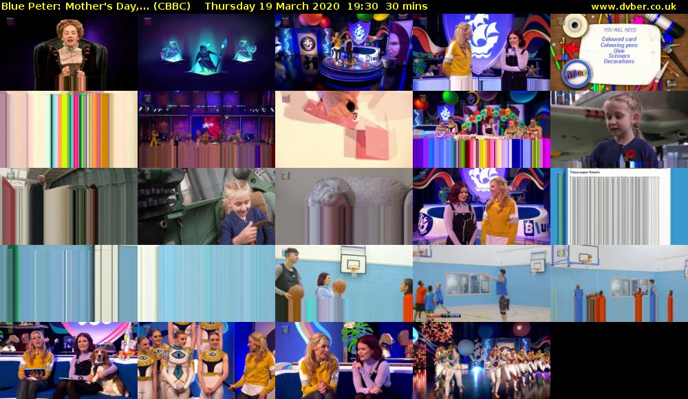 Blue Peter: Mother's Day,... (CBBC) Thursday 19 March 2020 19:30 - 20:00