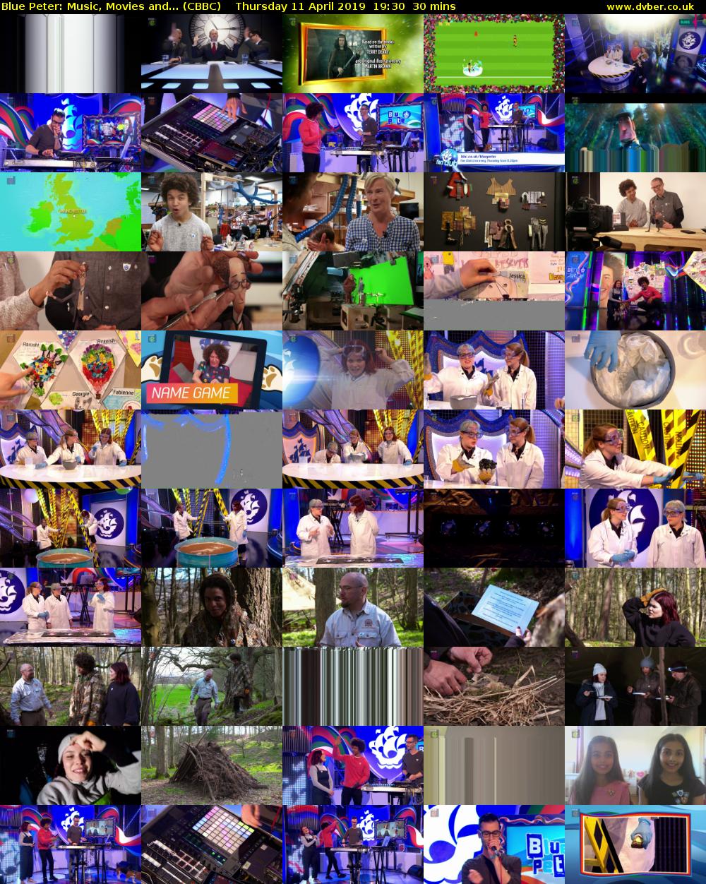 Blue Peter: Music, Movies and... (CBBC) Thursday 11 April 2019 19:30 - 20:00