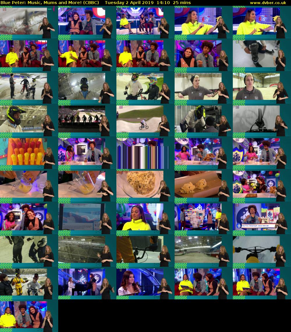 Blue Peter: Music, Mums and More! (CBBC) Tuesday 2 April 2019 14:10 - 14:35