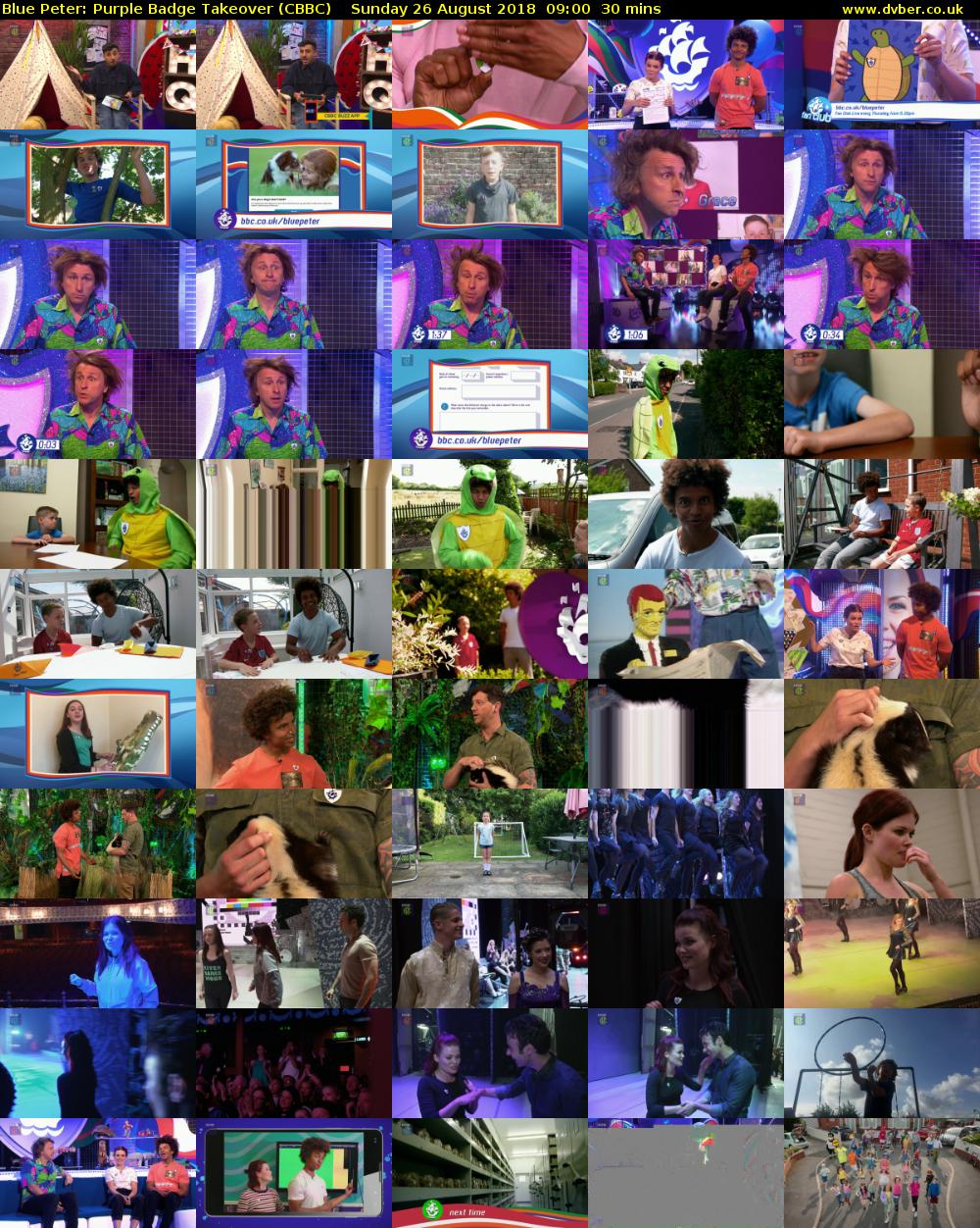 Blue Peter: Purple Badge Takeover (CBBC) Sunday 26 August 2018 09:00 - 09:30