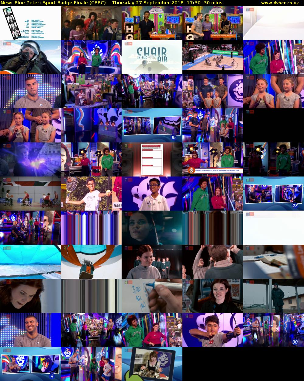 Blue Peter: Sport Badge Finale (CBBC) Thursday 27 September 2018 17:30 - 18:00