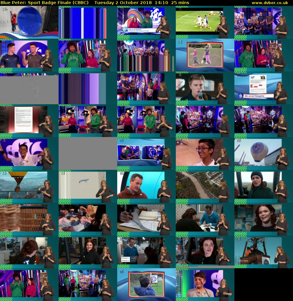 Blue Peter: Sport Badge Finale (CBBC) Tuesday 2 October 2018 14:10 - 14:35