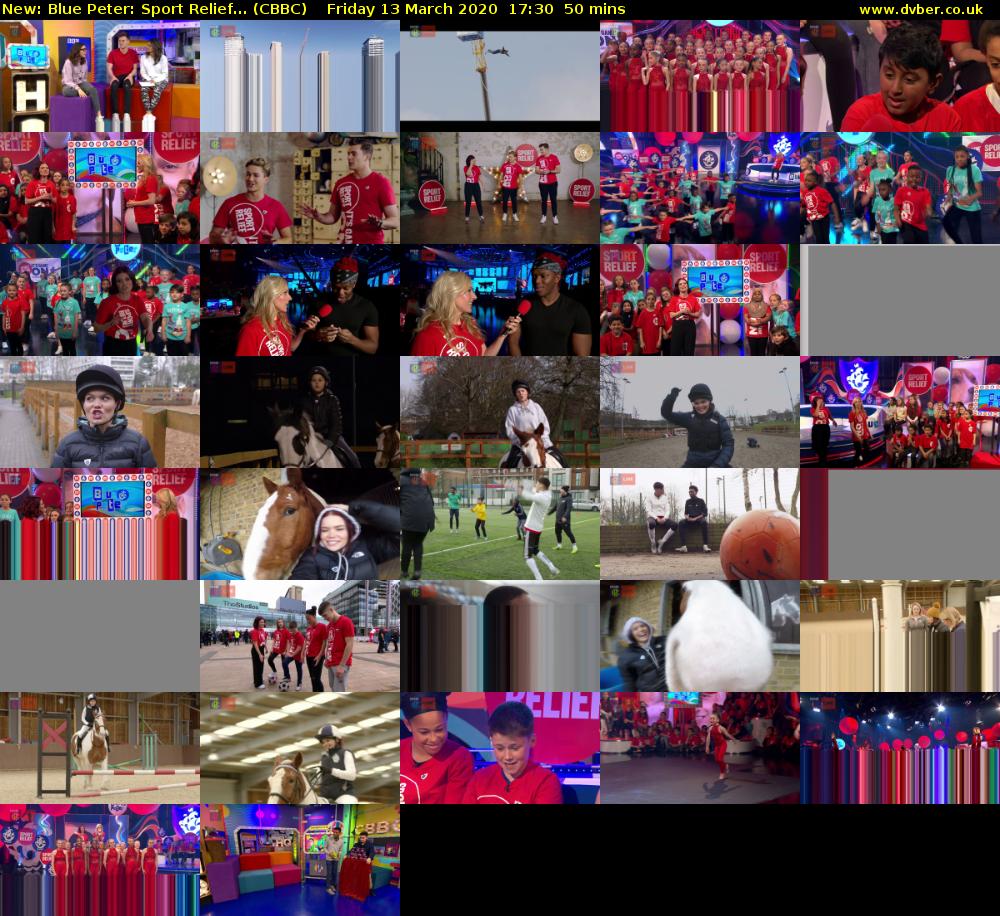 Blue Peter: Sport Relief... (CBBC) Friday 13 March 2020 17:30 - 18:20