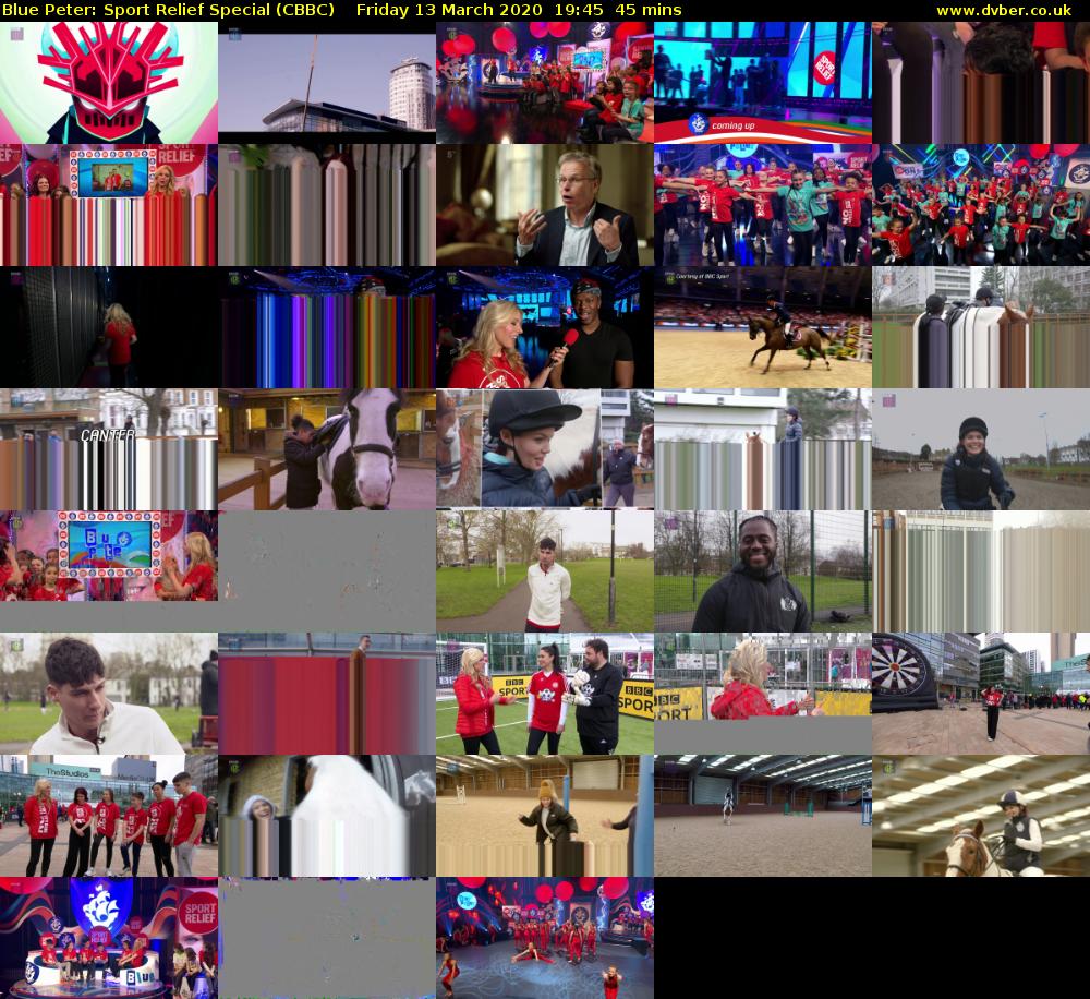 Blue Peter: Sport Relief Special (CBBC) Friday 13 March 2020 19:45 - 20:30