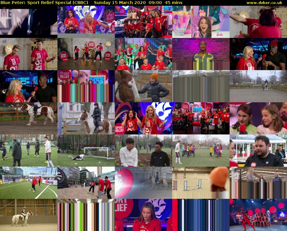 Blue Peter: Sport Relief Special (CBBC) Sunday 15 March 2020 09:00 - 09:45