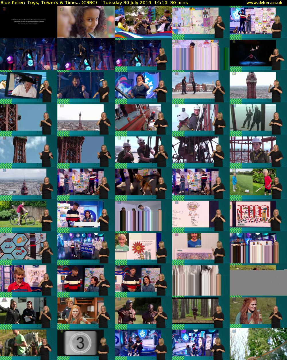 Blue Peter: Toys, Towers & Time... (CBBC) Tuesday 30 July 2019 14:10 - 14:40