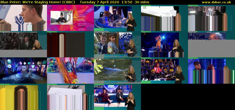 Blue Peter: We're Staying Home! (CBBC) Tuesday 7 April 2020 13:50 - 14:20