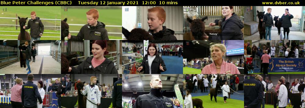 Blue Peter Challenges (CBBC) Tuesday 12 January 2021 12:00 - 12:10