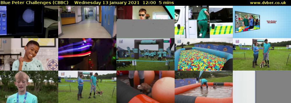 Blue Peter Challenges (CBBC) Wednesday 13 January 2021 12:00 - 12:05