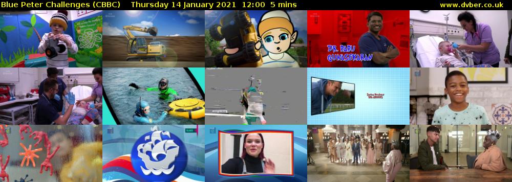 Blue Peter Challenges (CBBC) Thursday 14 January 2021 12:00 - 12:05
