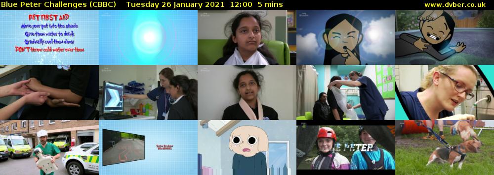 Blue Peter Challenges (CBBC) Tuesday 26 January 2021 12:00 - 12:05