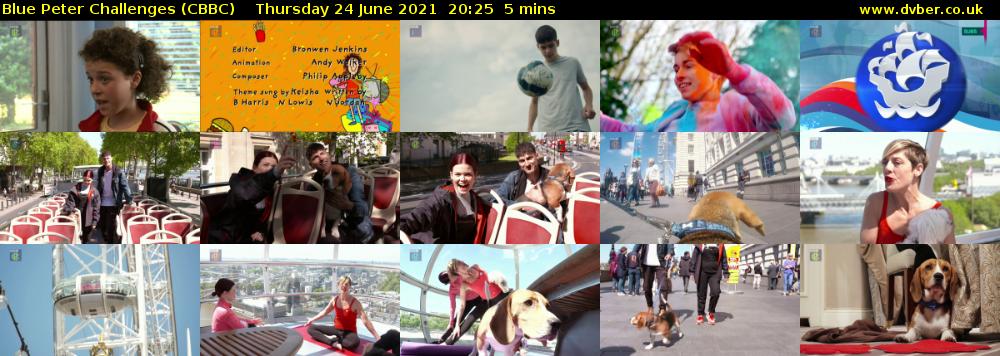 Blue Peter Challenges (CBBC) Thursday 24 June 2021 20:25 - 20:30