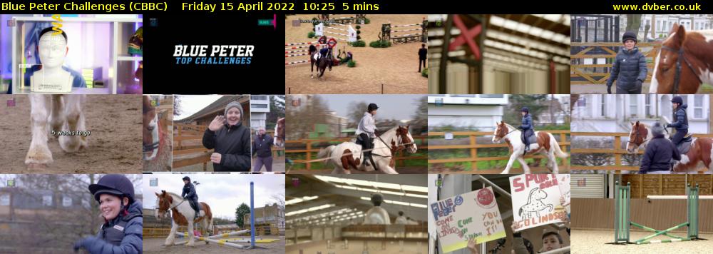 Blue Peter Challenges (CBBC) Friday 15 April 2022 10:25 - 10:30