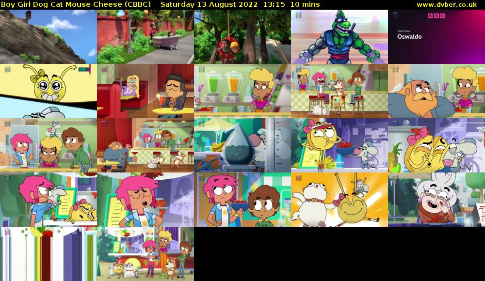 Boy Girl Dog Cat Mouse Cheese (CBBC) Saturday 13 August 2022 13:15 - 13:25