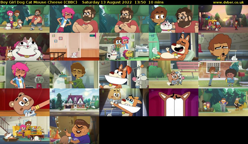 Boy Girl Dog Cat Mouse Cheese (CBBC) Saturday 13 August 2022 13:50 - 14:00
