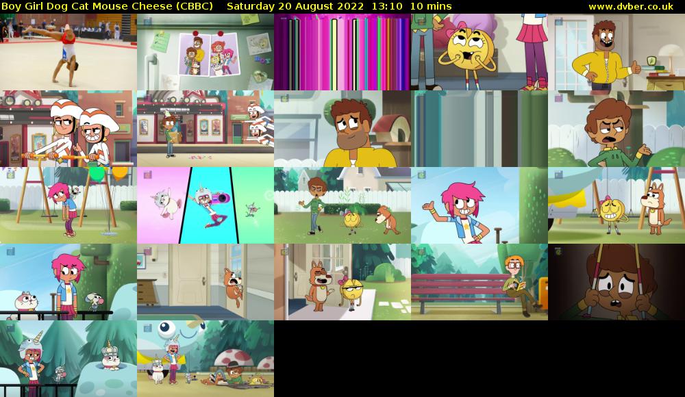 Boy Girl Dog Cat Mouse Cheese (CBBC) Saturday 20 August 2022 13:10 - 13:20