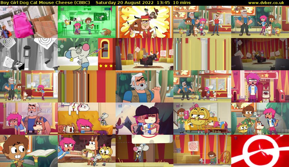 Boy Girl Dog Cat Mouse Cheese (CBBC) Saturday 20 August 2022 13:45 - 13:55