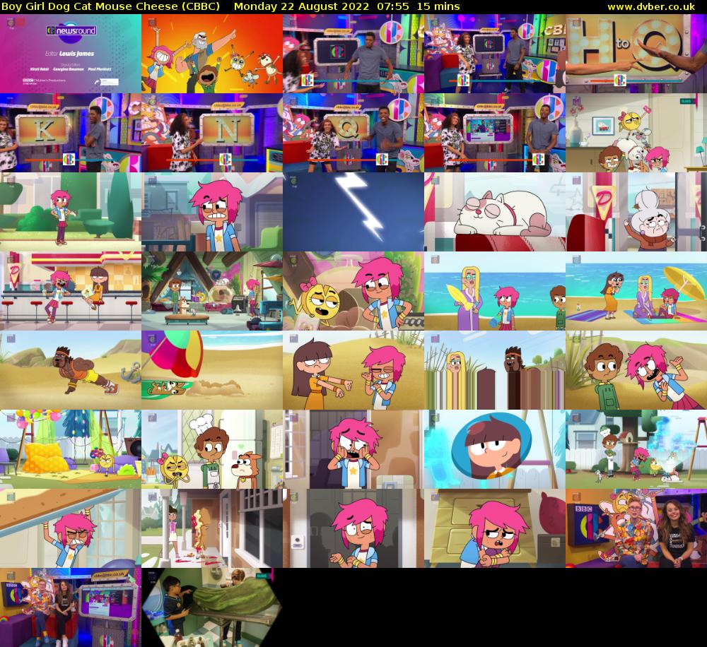 Boy Girl Dog Cat Mouse Cheese (CBBC) Monday 22 August 2022 07:55 - 08:10