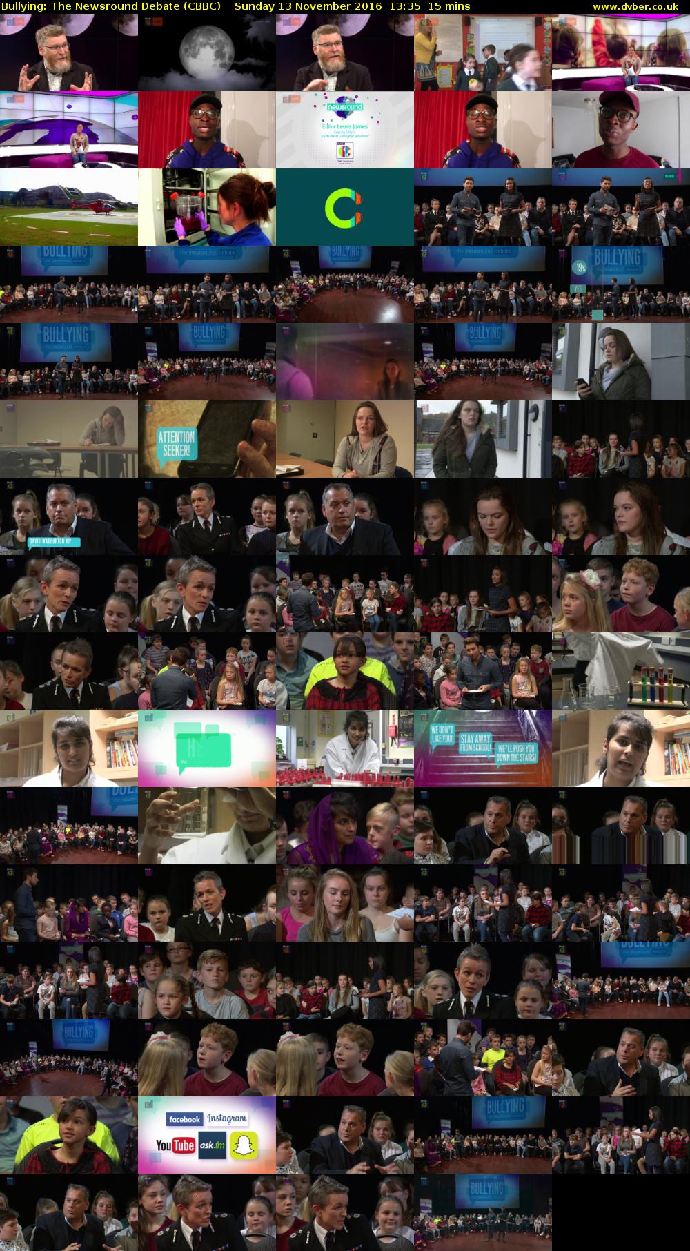 Bullying: The Newsround Debate (CBBC) Sunday 13 November 2016 13:35 - 13:50