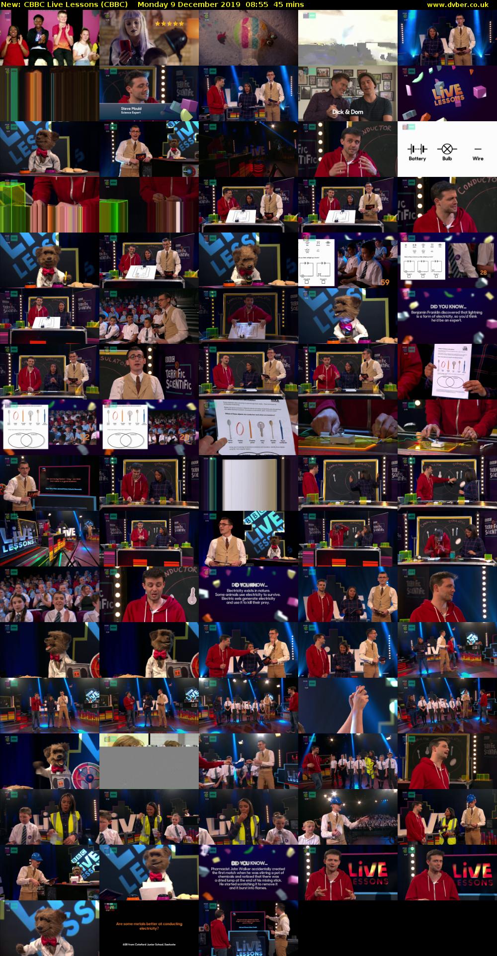 CBBC Live Lessons (CBBC) Monday 9 December 2019 08:55 - 09:40