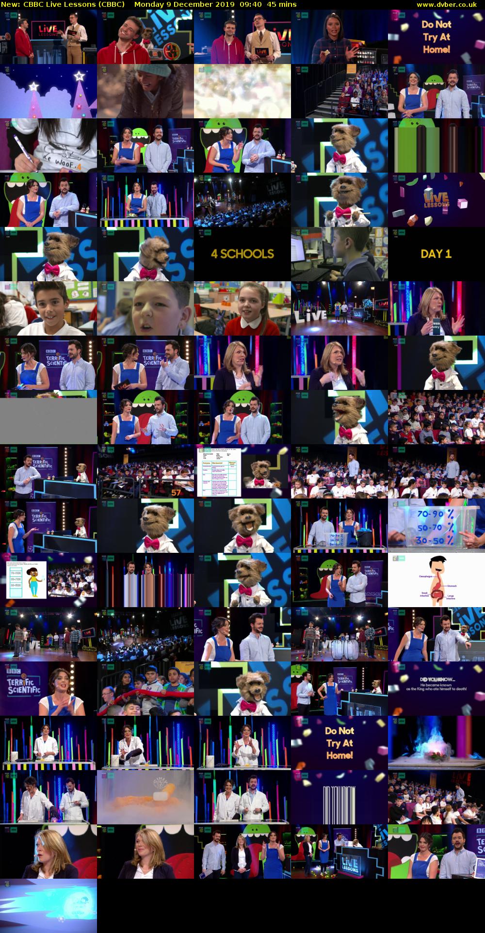 CBBC Live Lessons (CBBC) Monday 9 December 2019 09:40 - 10:25