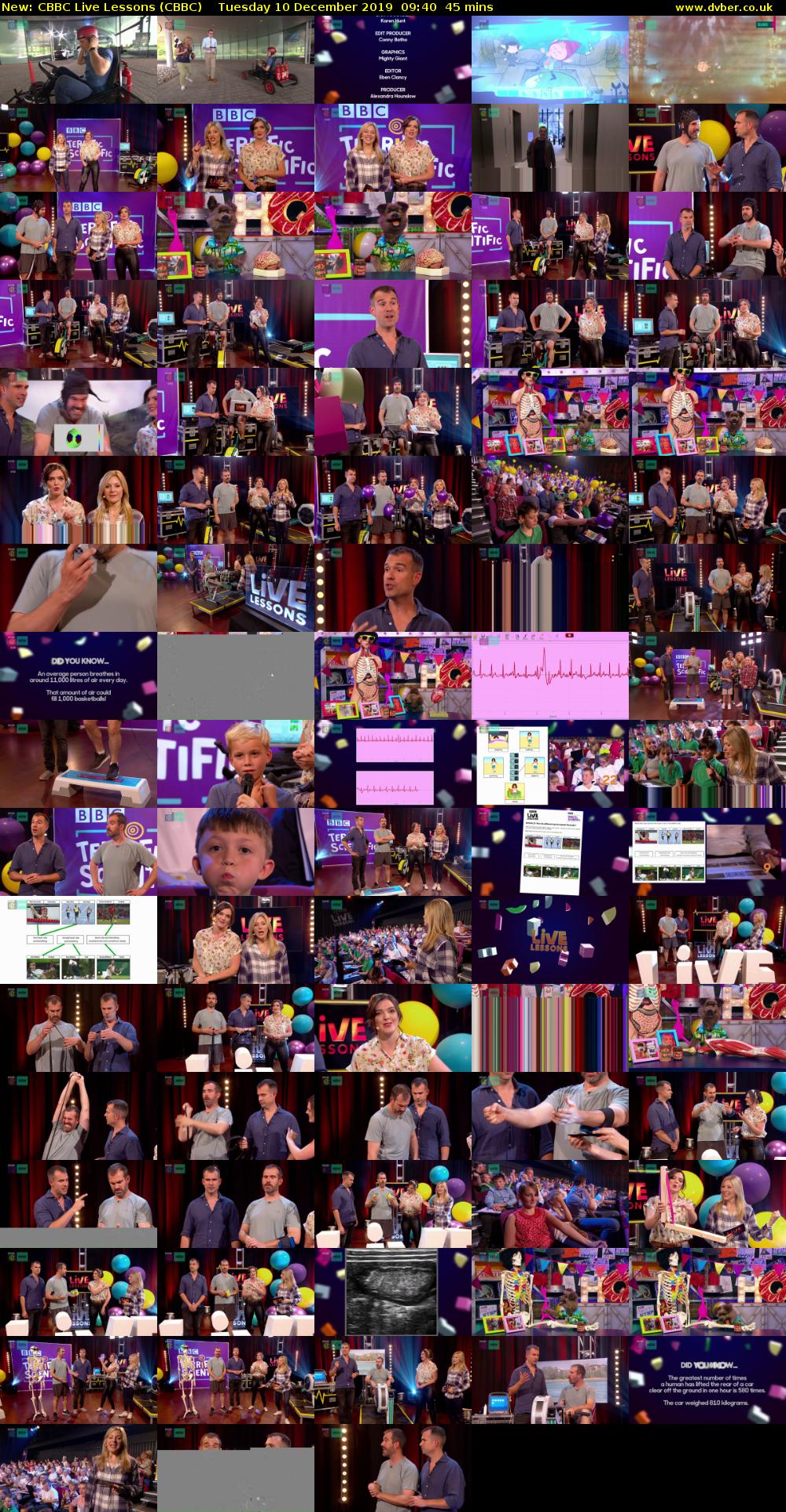 CBBC Live Lessons (CBBC) Tuesday 10 December 2019 09:40 - 10:25