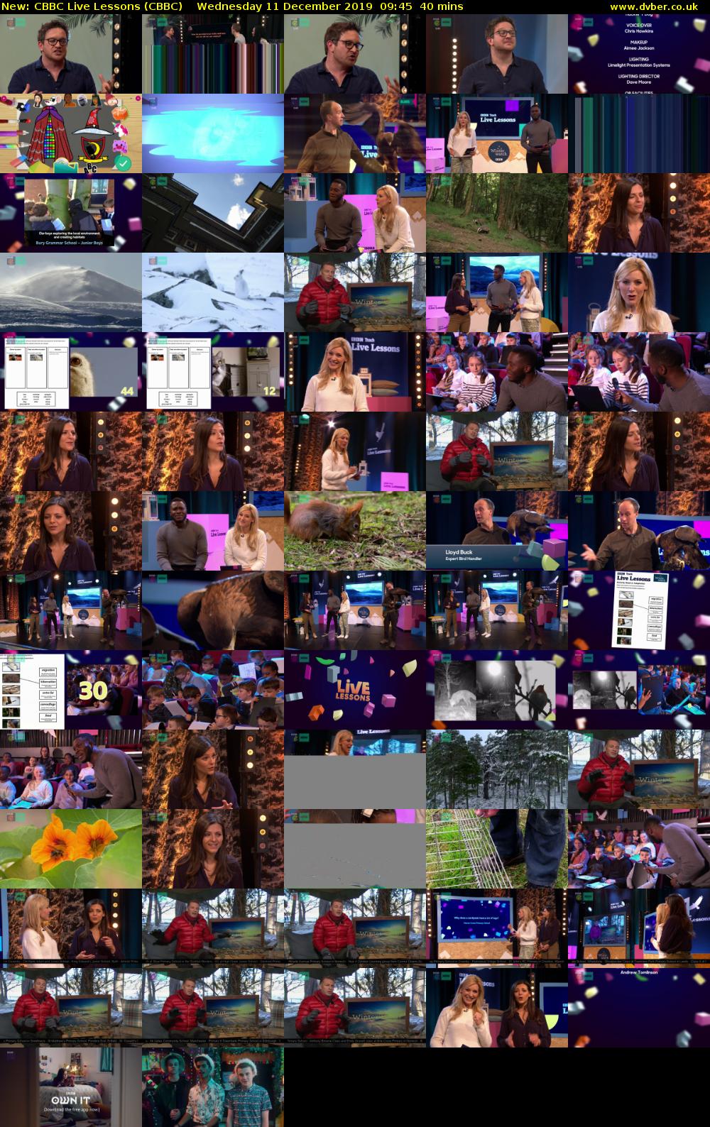 CBBC Live Lessons (CBBC) Wednesday 11 December 2019 09:45 - 10:25