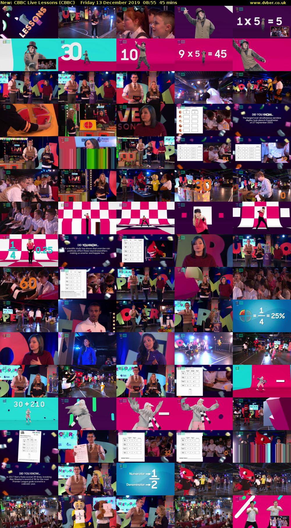 CBBC Live Lessons (CBBC) Friday 13 December 2019 08:55 - 09:40