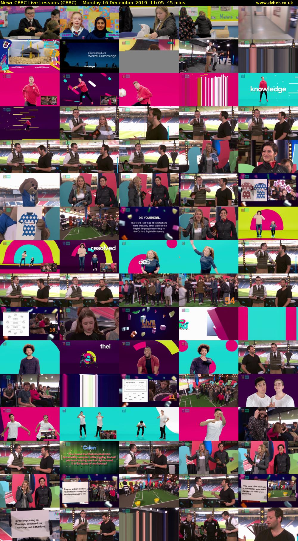 CBBC Live Lessons (CBBC) Monday 16 December 2019 11:05 - 11:50