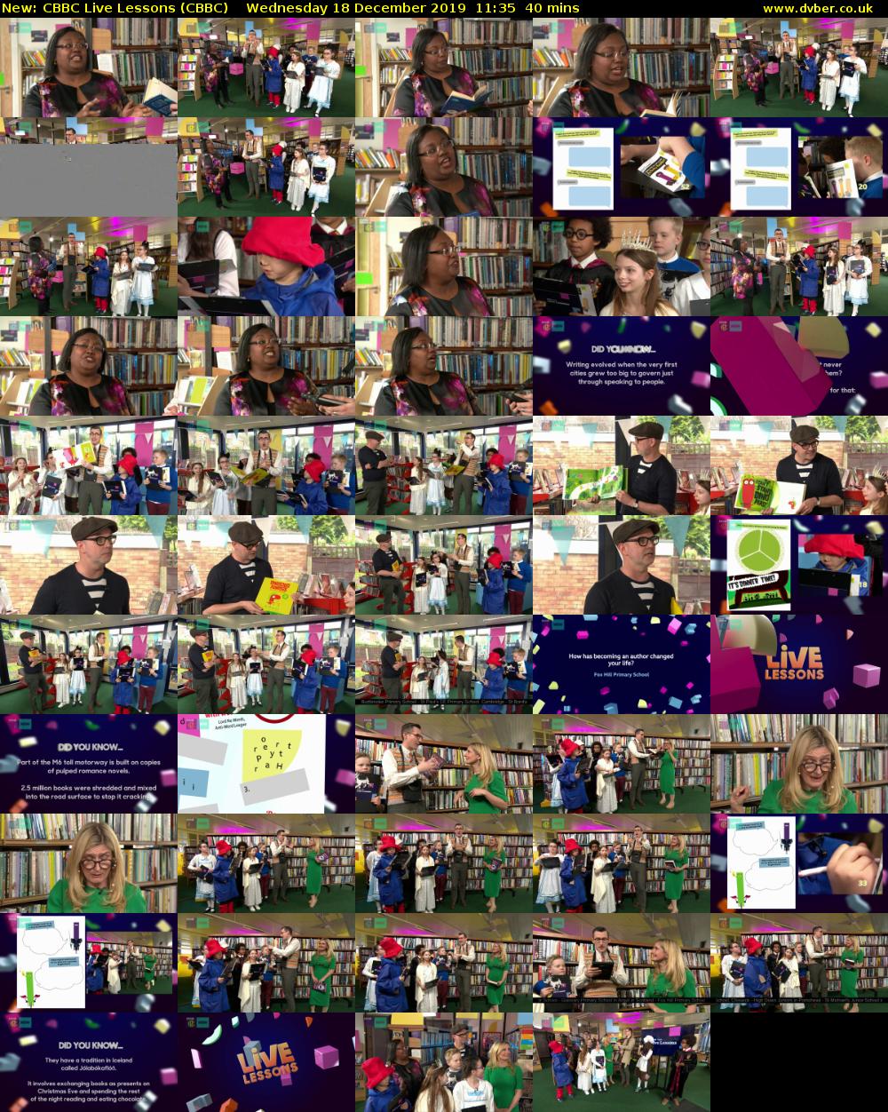 CBBC Live Lessons (CBBC) Wednesday 18 December 2019 11:35 - 12:15