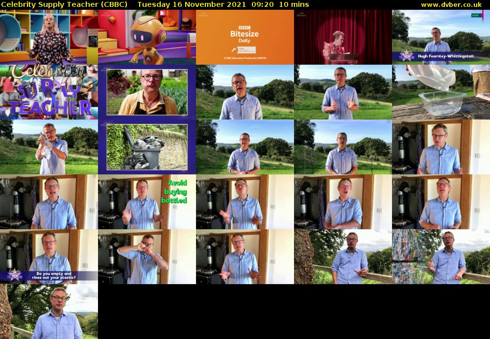 Celebrity Supply Teacher (CBBC) Tuesday 16 November 2021 09:20 - 09:30