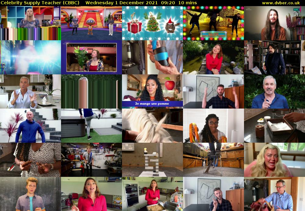 Celebrity Supply Teacher (CBBC) Wednesday 1 December 2021 09:20 - 09:30