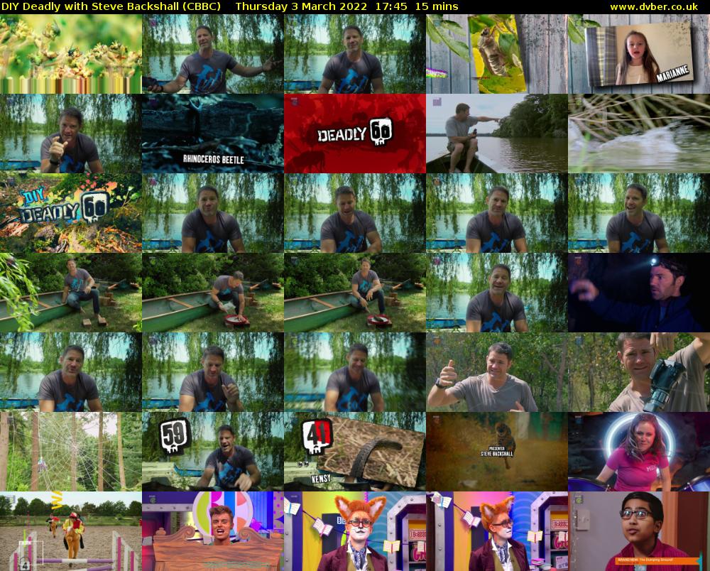 DIY Deadly with Steve Backshall (CBBC) Thursday 3 March 2022 17:45 - 18:00