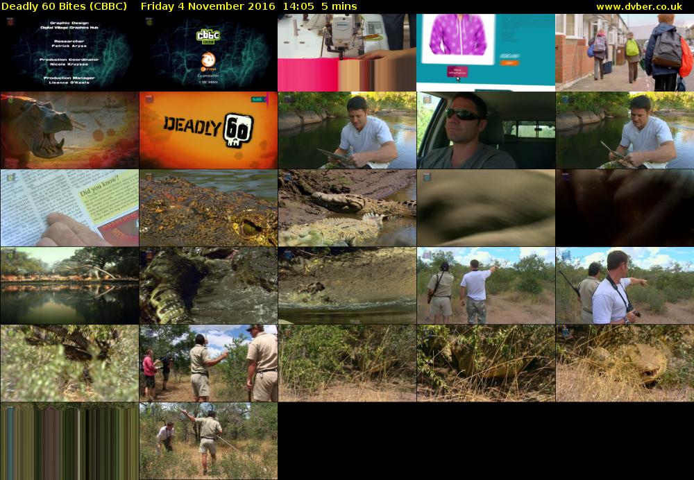 Deadly 60 Bites (CBBC) Friday 4 November 2016 14:05 - 14:10