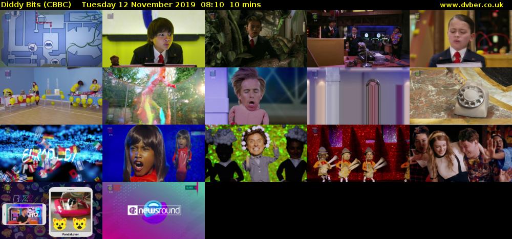 Diddy Bits (CBBC) Tuesday 12 November 2019 08:10 - 08:20