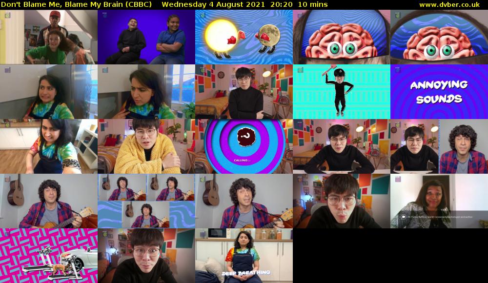 Don't Blame Me, Blame My Brain (CBBC) Wednesday 4 August 2021 20:20 - 20:30