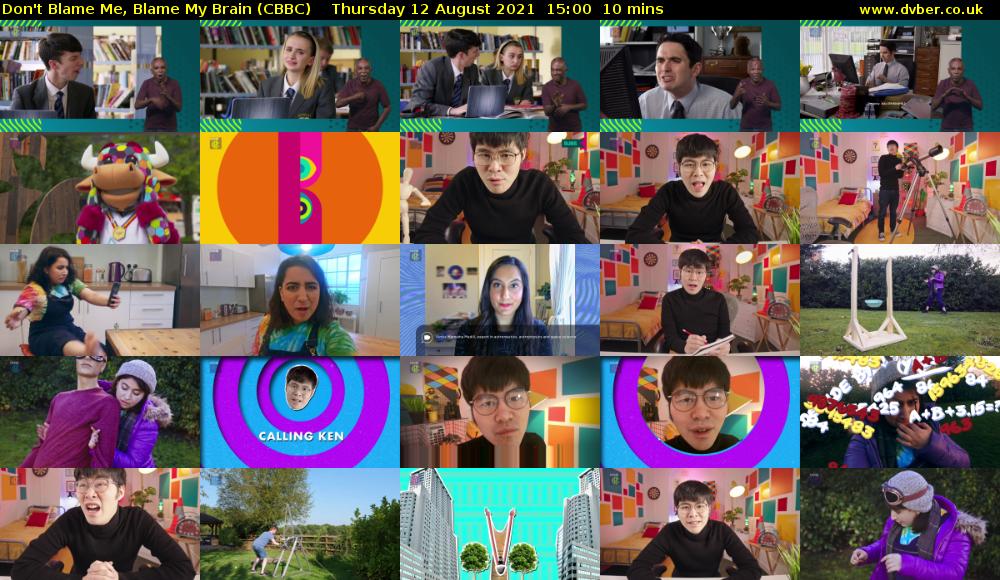 Don't Blame Me, Blame My Brain (CBBC) Thursday 12 August 2021 15:00 - 15:10