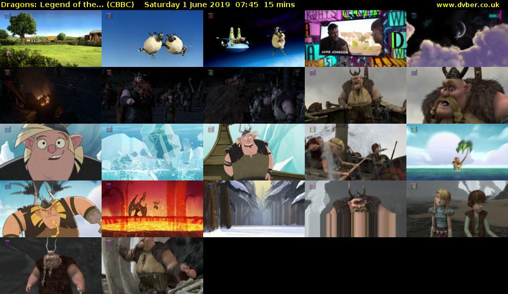 Dragons: Legend of the... (CBBC) Saturday 1 June 2019 07:45 - 08:00