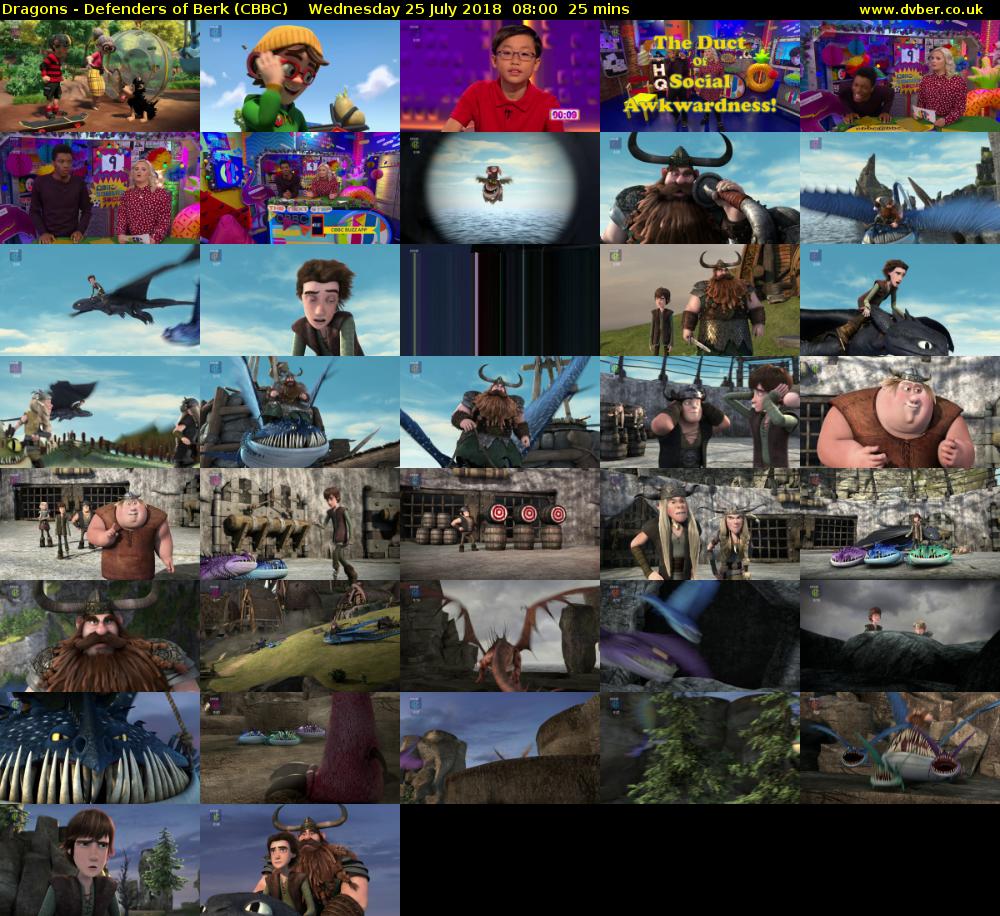 Dragons - Defenders of Berk (CBBC) Wednesday 25 July 2018 08:00 - 08:25