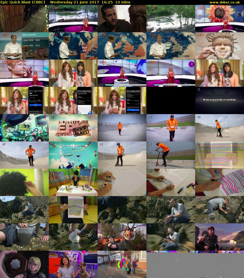 Epic Quick Blast (CBBC) Wednesday 21 June 2017 16:25 - 16:35