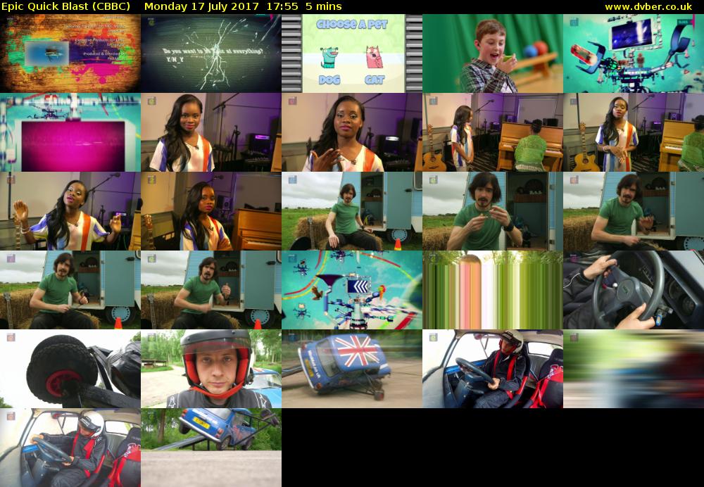 Epic Quick Blast (CBBC) Monday 17 July 2017 17:55 - 18:00
