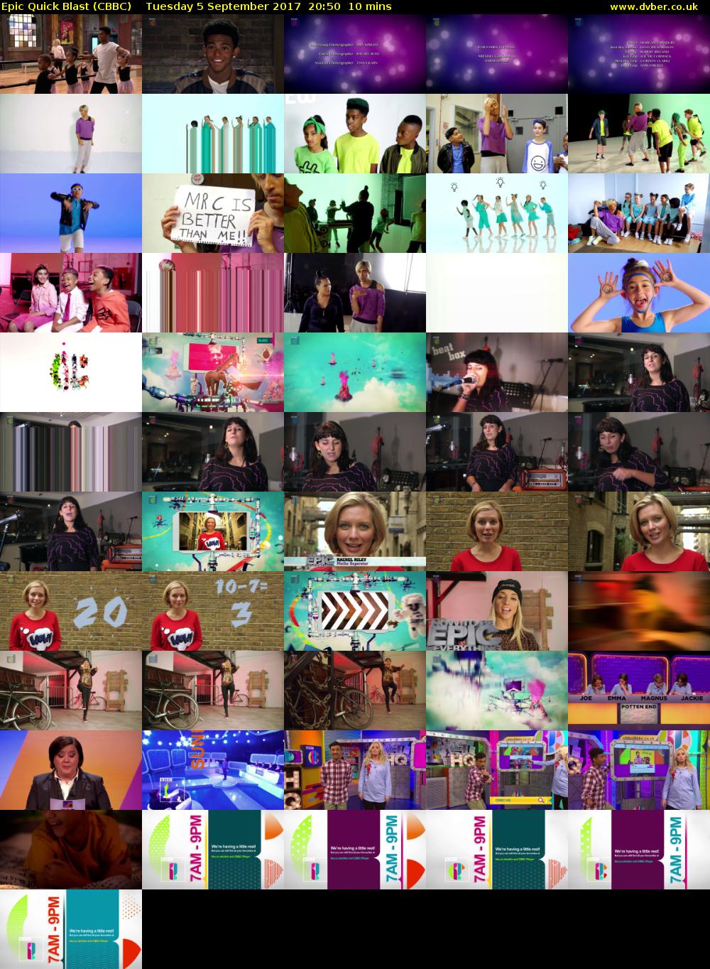 Epic Quick Blast (CBBC) Tuesday 5 September 2017 20:50 - 21:00
