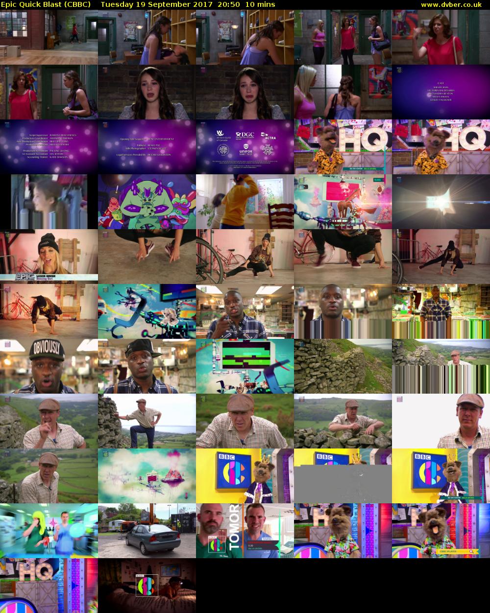Epic Quick Blast (CBBC) Tuesday 19 September 2017 20:50 - 21:00