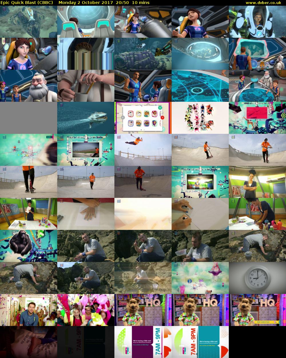 Epic Quick Blast (CBBC) Monday 2 October 2017 20:50 - 21:00